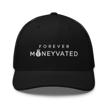 Load image into Gallery viewer, Black/White Forever Moneyvated Trucker Cap (embroridered)